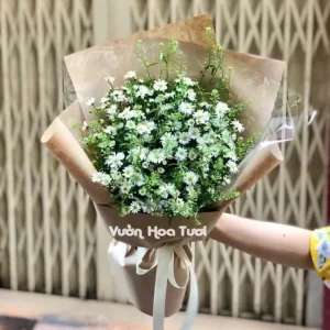 Bó Hoa Thạch Thảo Trắng Nhỏ Cổ Điển