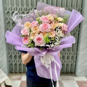Bó Hoa Hồng Ohara Tặng Mẹ Và Lá Bạc Eva Love