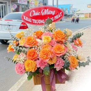 Giỏ Hoa Hồng Khai Trương 500K - KT 500